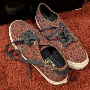 Black and Red Spotted Womens Vans 8.5